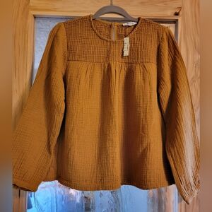 NWT Madewell Rusty Mustard Brown Blouse